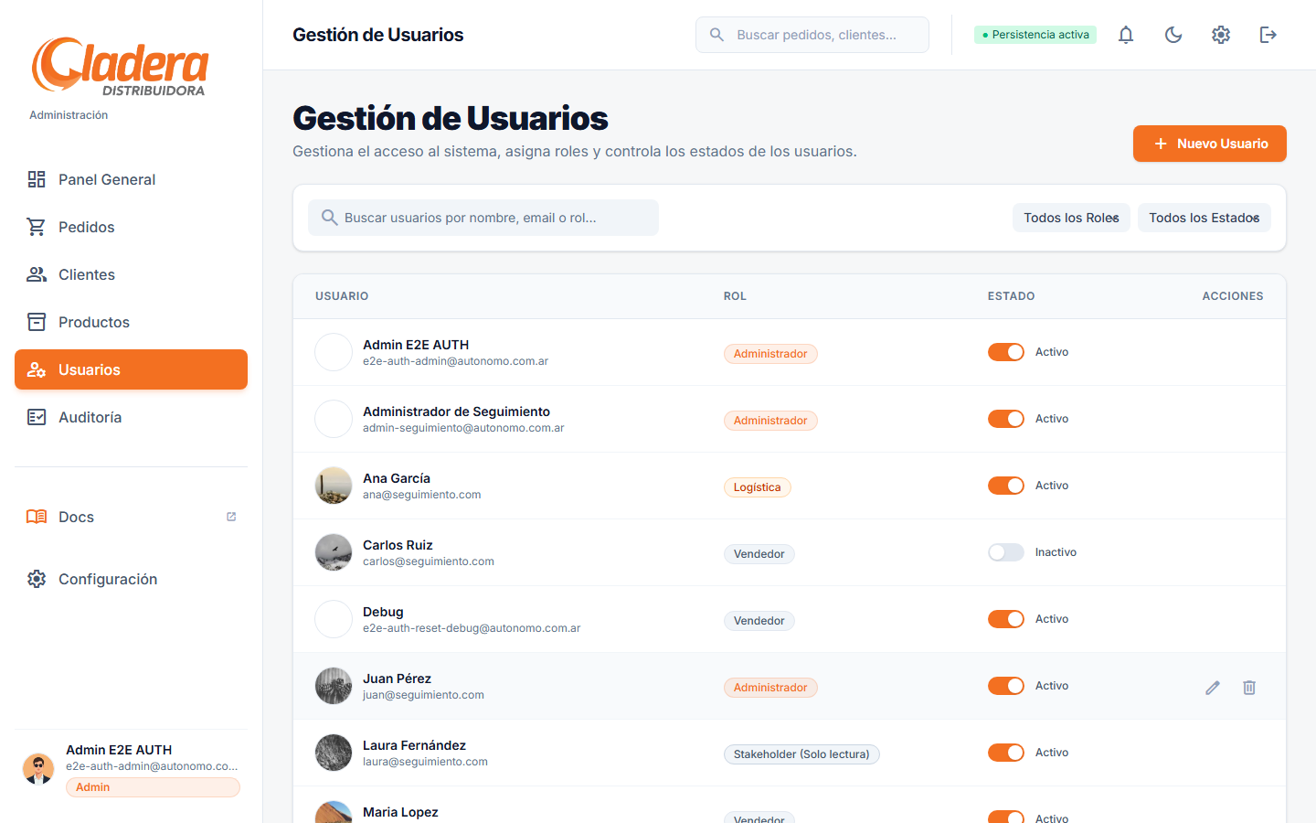 Listado de usuarios con la nueva cuenta creada